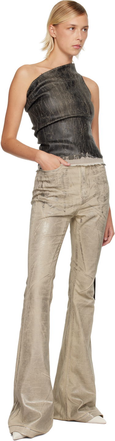 Krop-top Rick Owens Rick Owens DRKSHDW Concordians Athena Asymmetric Distressed Cropped Top Črna | DS02E7131 SDWF, 3