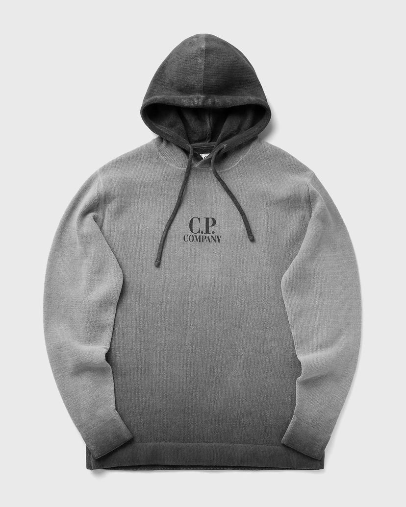 Pulover C.P. Company C.P. Company Chenille Cotton Hooded Knit Siva | 18CMKN072A110286S-935