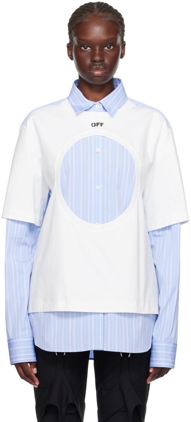 Srajce Off-White Off-White Meteor Layered Shirt Bela | OWGE012F23FAB0010140