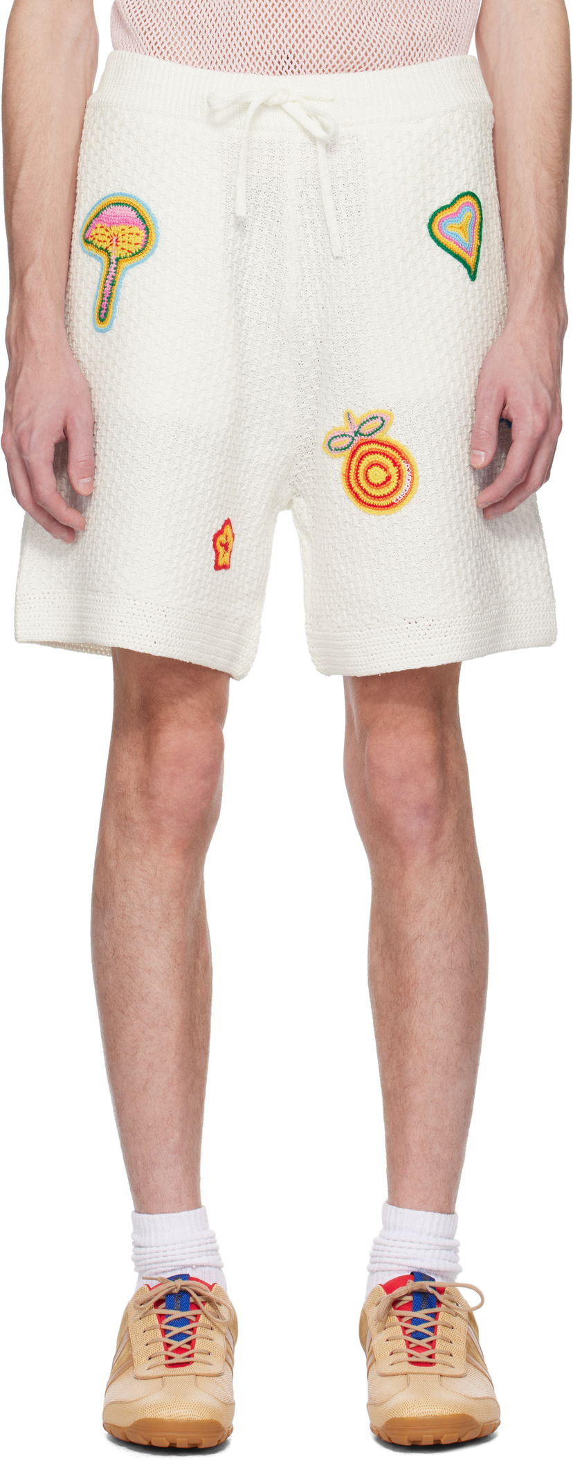 Kratke hlače Casablanca Casablanca Motif Crochet Shorts Bela | MS25-KW-916-01