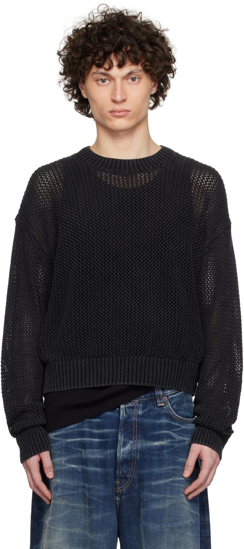Pleteni pulover Represent Clo Represent Open Gauge Knit Sweater Črna | MLM3821