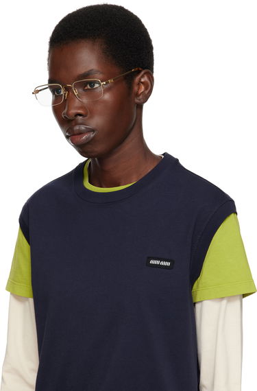 Sončna očala Miu Miu Miu Miu Half Rim Metal Rectangle Glasses Rjava | 0MU 52WV 8056262411148, 3