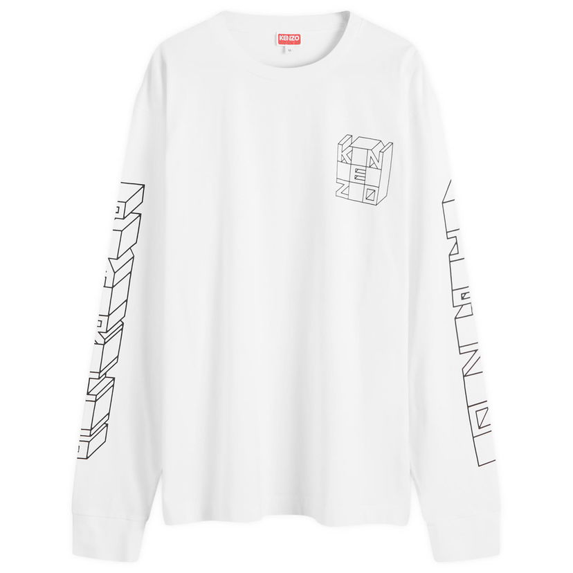 Majica KENZO Men's Kube Long Sleeve T-Shirt in White, Size Small | END. Clothing Bela | FE65TS2884SG-02