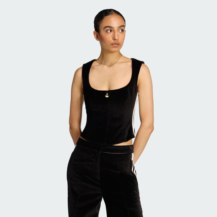 Majica brez rokavov adidas Performance Velvet Corset Top Adidas Originals Črna | KF4693