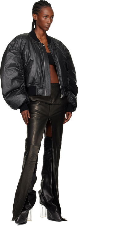 Krila Rick Owens Concordians Sliced Draped Leather Maxi Skirt Črna | RO02E4387 LNV, 3