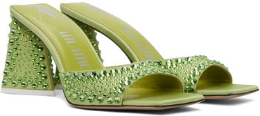 Modni dodatki The Attico Attico Mini Devon Crystal-Embellished Satin Mules Zelena | 241WS772 V015T, 3