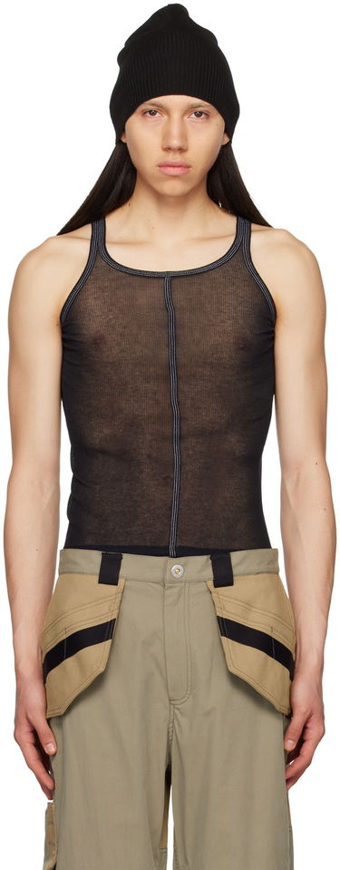 Majica brez rokavov Dion Lee Black Semi-Sheer Tank Top Črna | C3131S23, 0