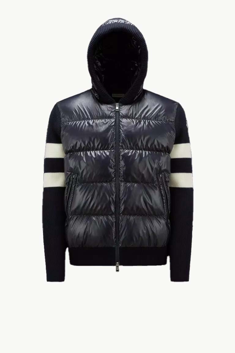 Pleteni pulover Moncler Padded Wool Cardigan Mornarica | I20919B00017M1131742