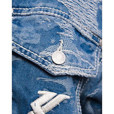 Jakna Karl Kani Karl Kani OG K Distress Camo Denim Jacket Modra | KK-60710032, 3