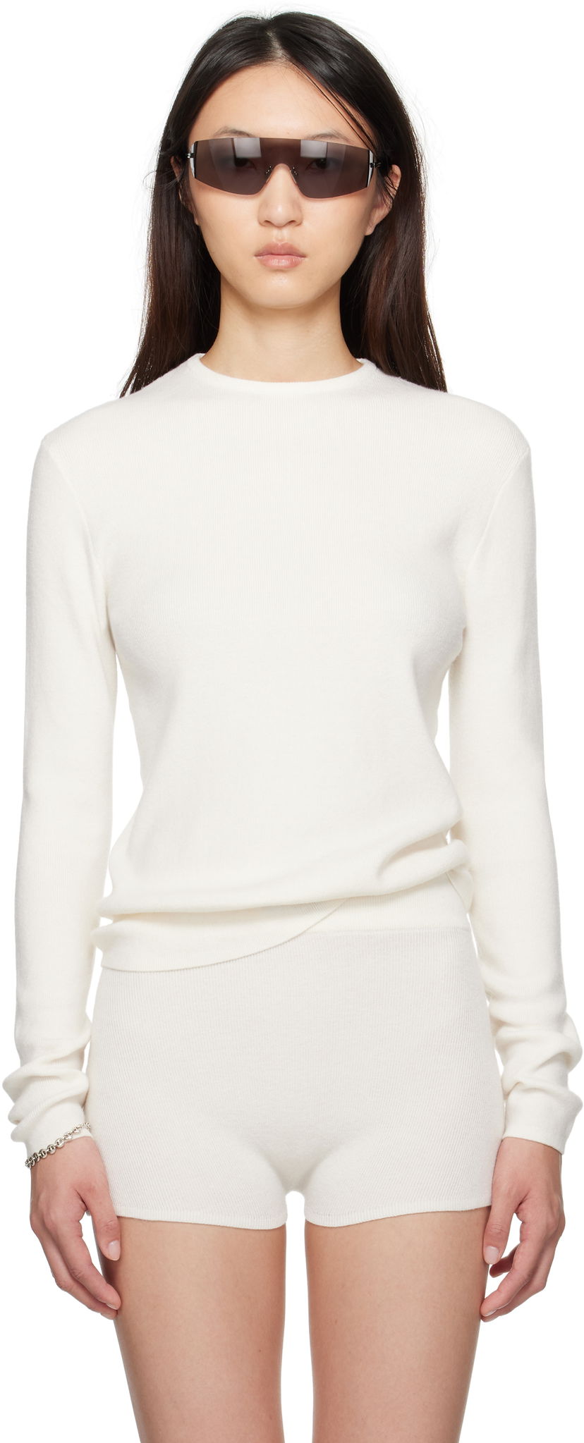 Majica Fear of God Fear of God ESSENTIALS Soft Rib Long Sleeve T-Shirt Bela | 192SP257804FW