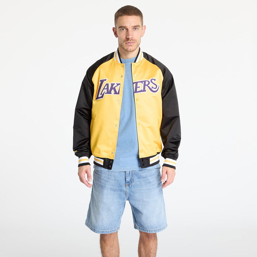 Bomber jakna Mitchell & Ness Mitchell & Ness NBA Lakers Double Clutch Satin Jacket Rumena | JK9196-LALBKGD