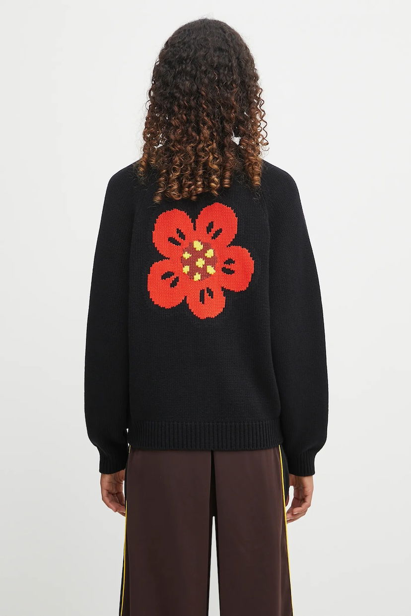 Pleteni pulover KENZO Kenzo Boke Flower Placed Cardigan Črna | FF62CA7063LA