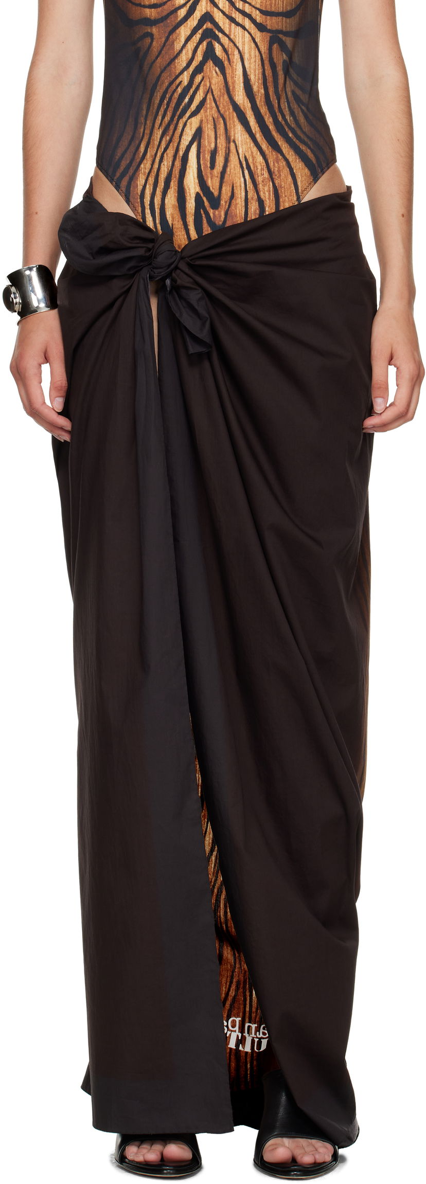 Krila Jean Paul Gaultier Jean Paul Gaultier Wood Print Cover-Up Maxi Skirt Črna | 25/03-U-AC027-W035-0060