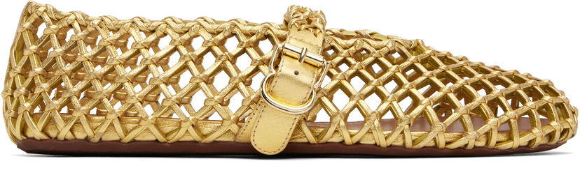 Nega čevljev Alaïa ALAÏA Braided Goatskin Ballerina Flats Kovinski | AA3A029CK281