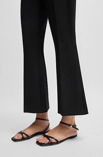 Modni dodatki BOSS Double B Leather Crisscross Sandals Črna | 50542217, 1