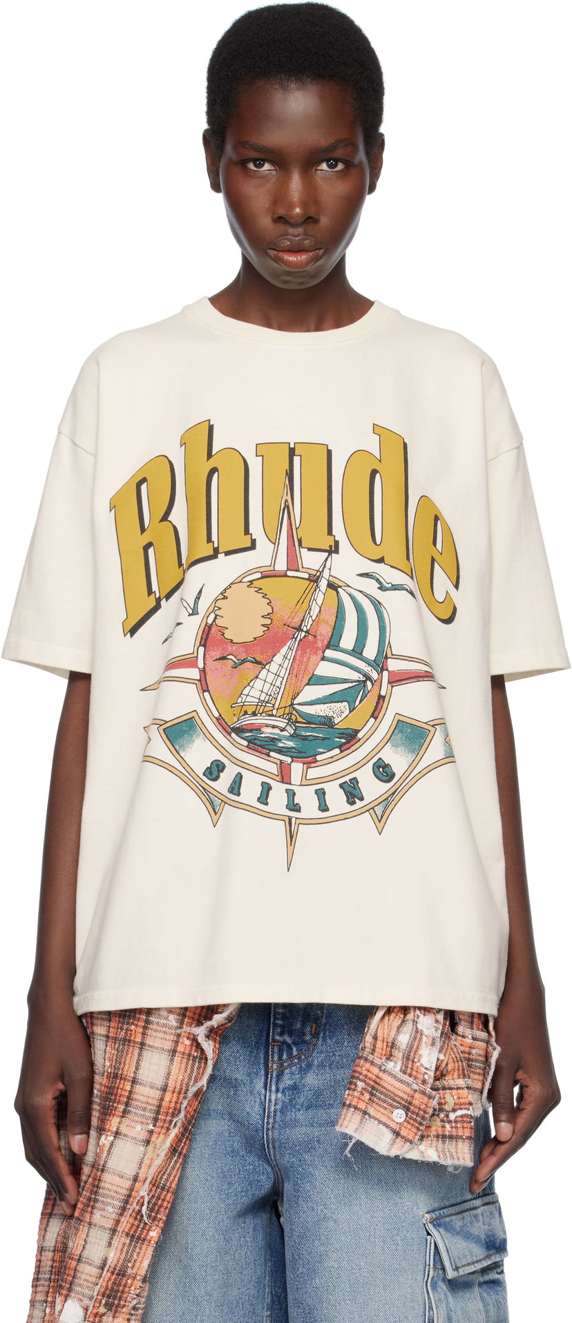 Majica Rhude Rhude Sailing Graphic T-Shirt Bela | RHSS25TT01012