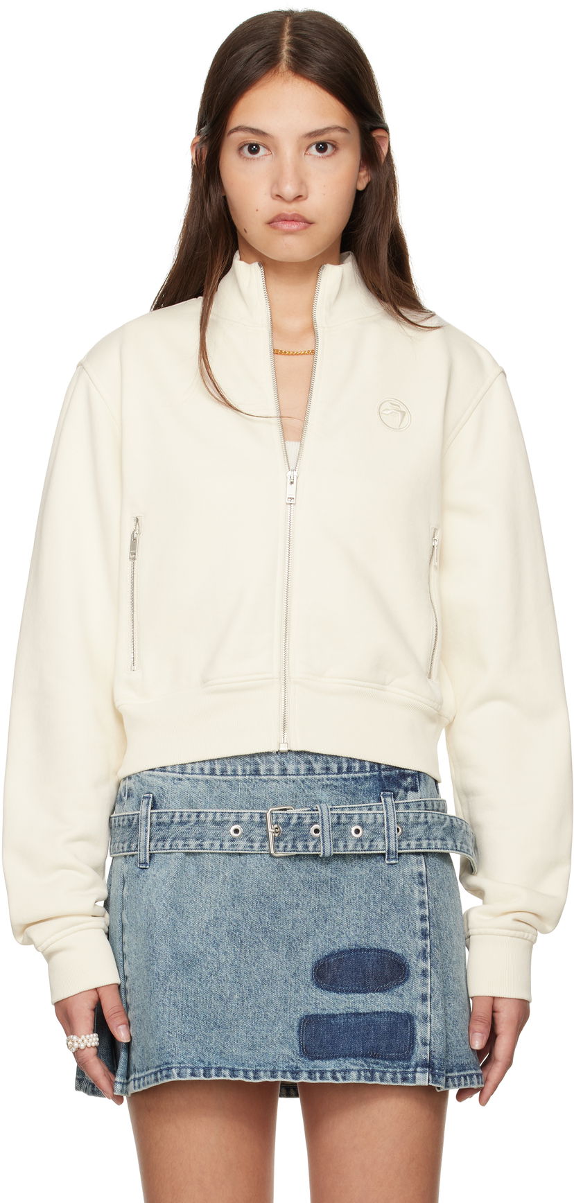 Pulover Ambush Zip Up Sweatshirt Bela | BWBE002F24FLE0013131