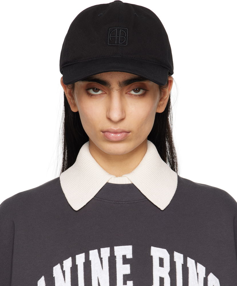Kapa Anine Bing Anine Bing Jeremy Framed Monogram Baseball Cap Črna | A-12-10926-BLK26