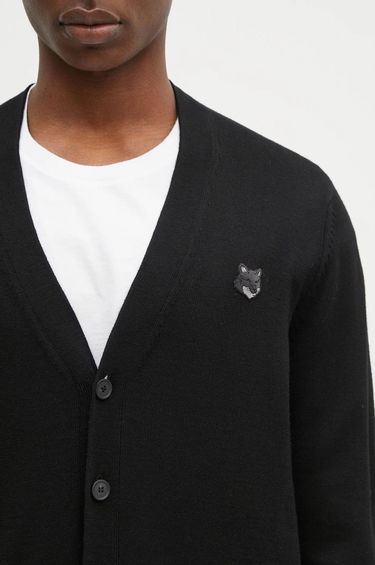 Pleteni pulover MAISON KITSUNÉ Bold Fox Head Cardigan Črna | MM00509KT1036, 3