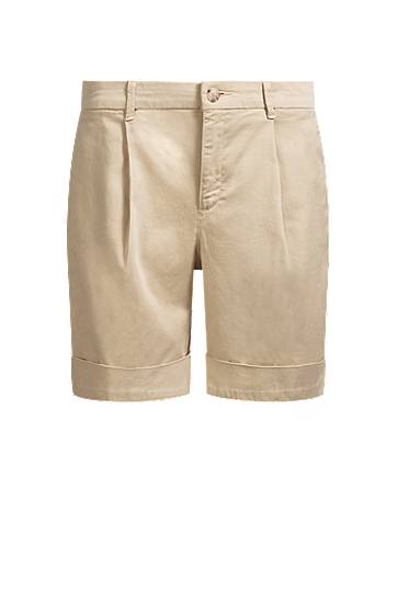 Kratke hlače BOSS Relaxed Fit High-Rise Stretch Cotton Shorts Bež | 50511957