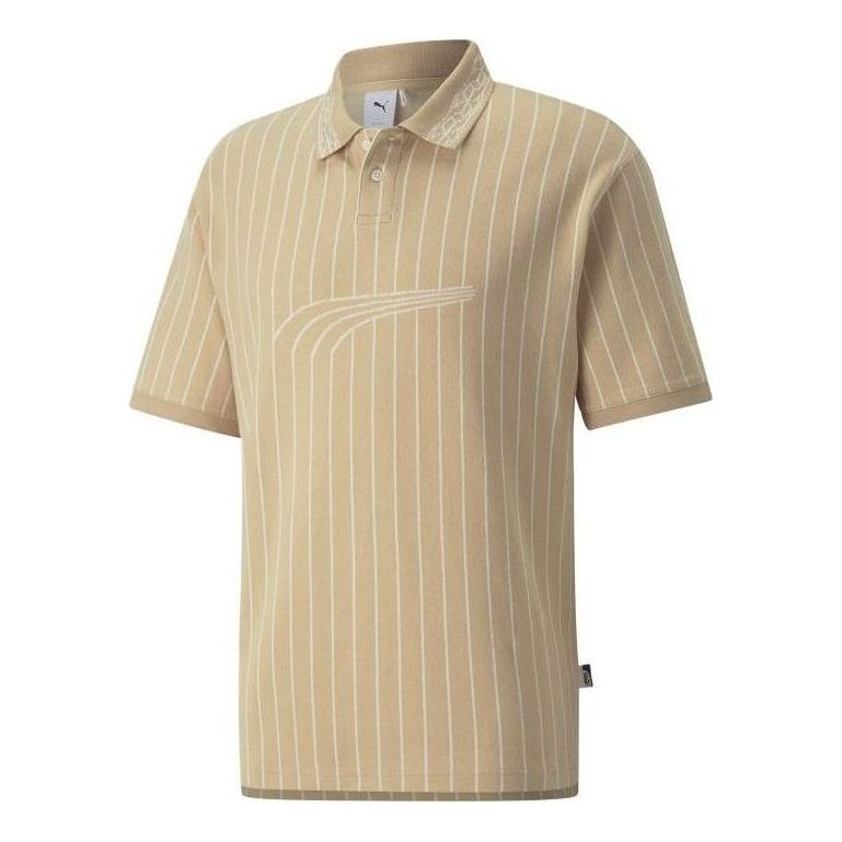 Polo majica Puma Players Lounge Striped Polo Shirt Bež | 535803-67