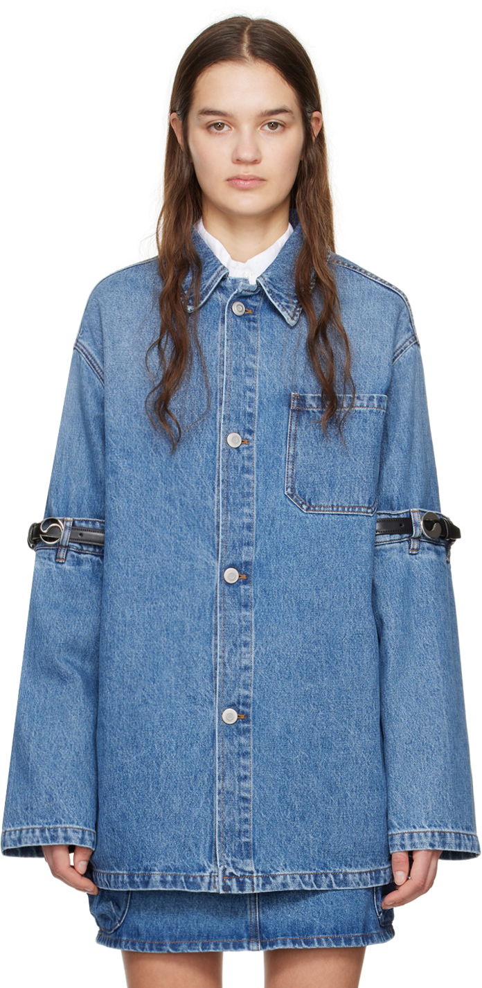 Jakna Coperni Coperni Denim Jacket with Open Elbow Detail Modra | COPCH36202