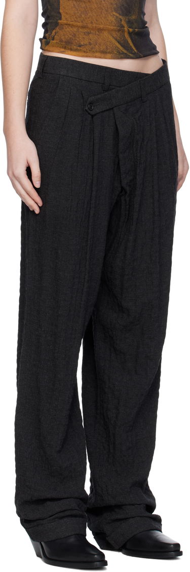 Hlače R13 R13 Tripe Pleat Crossover Trousers Črna | R13W7516-R580A, 1