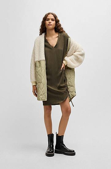 Obleke BOSS Midi Dress with Drawcord Zelena | 50524225, 1