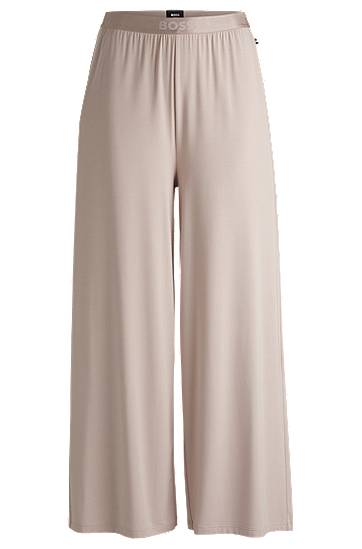 Hlače BOSS BOSS Wide-Leg Pyjama Bottoms in Stretch Modal Jersey Bež | 50535703