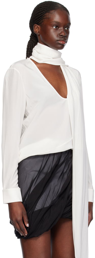 Srajce Helmut Lang Helmut Lang Scarf Neck Blouse Bela | O01HW522, 1