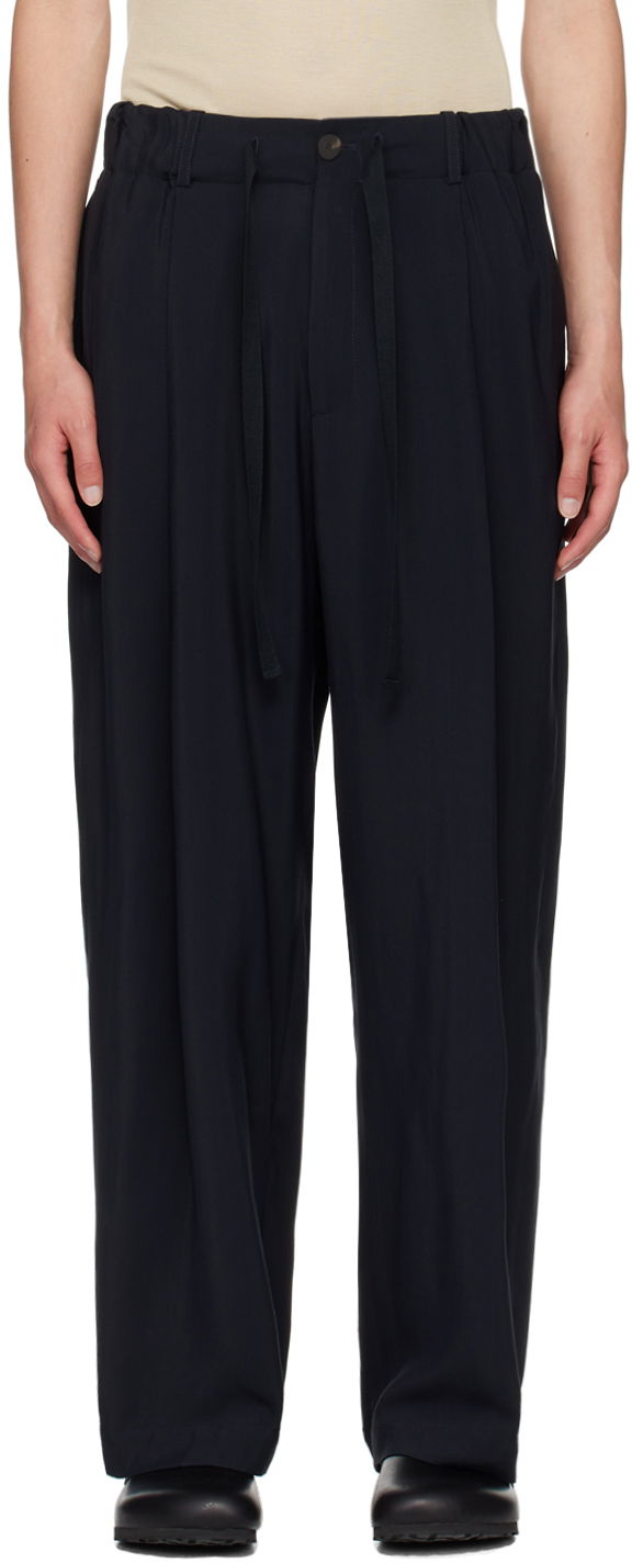 Hlače Studio Nicholson Studio Nicholson Noam Pleated Trousers Mornarica | NOAM SNM - 1186