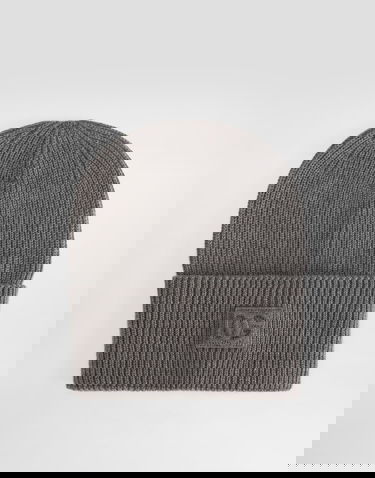 Beanie Dolce & Gabbana Dolce & Gabbana Ribbed Knit Wool Beanie with Embossed Logo Patch Siva | GX15KZJDVCIS8292, 2