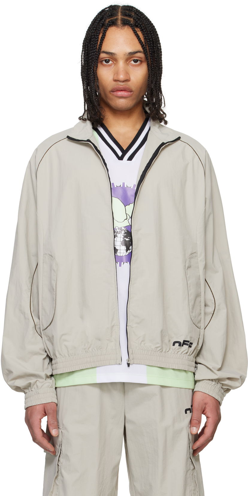Vetrovka Off-White Off-White Split Track Jacket Bež | OMBD05AS25FAB0010500