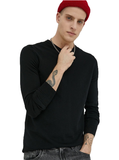 Pleteni pulover BOSS Wool Sweater Črna | 50476832