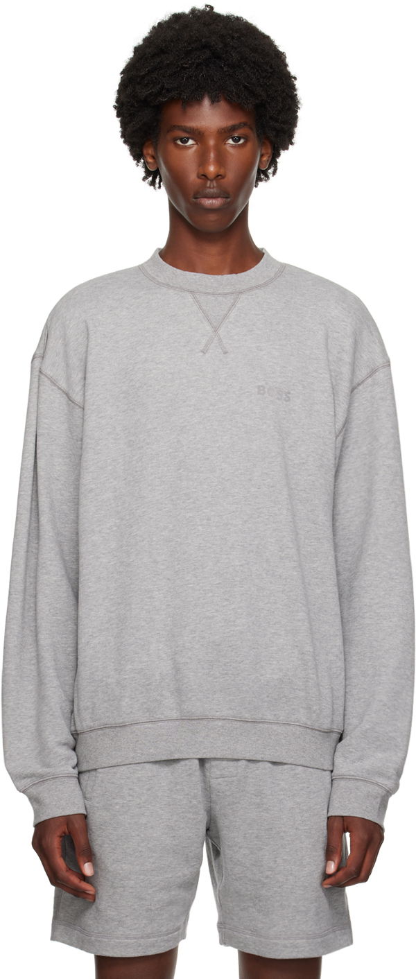 Pulover BOSS Relaxed-Fit Sweatshirt Siva | 50521876
