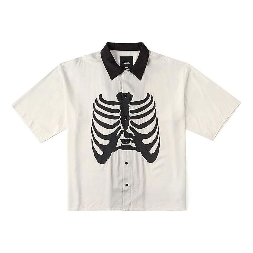 Srajce Vans Skeleton Print Short Sleeve Shirt Bela | VN000JHHFS8