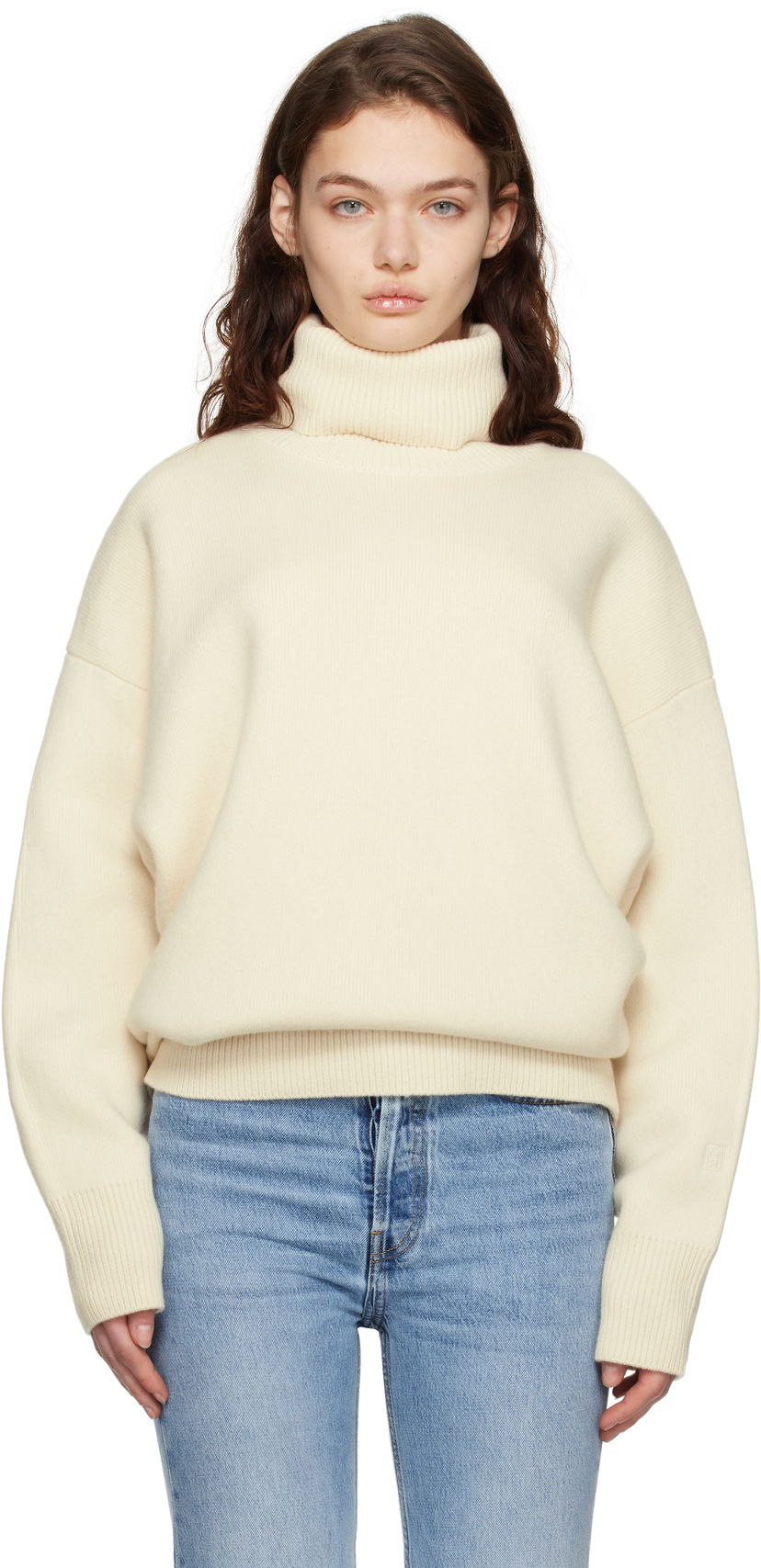 Pleteni pulover TOTEME TOTEME Double-Knit Turtleneck Sweater Bež | 251-WRT4629-YA0132