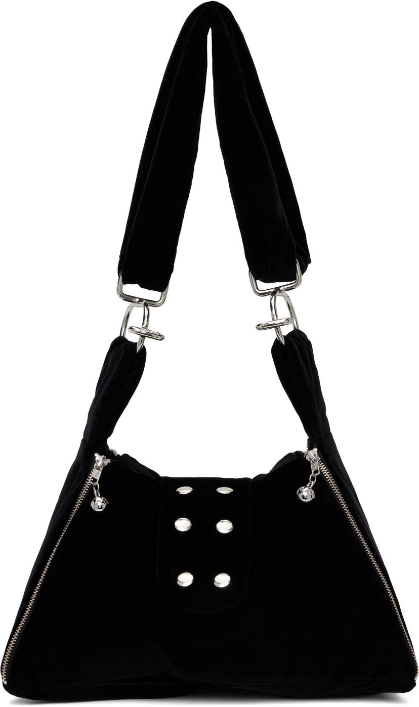 Torba za čez ramo Chopova Lowena Chopova Lowena Mini Pyramid Velvet Shoulder Bag Črna | 6442