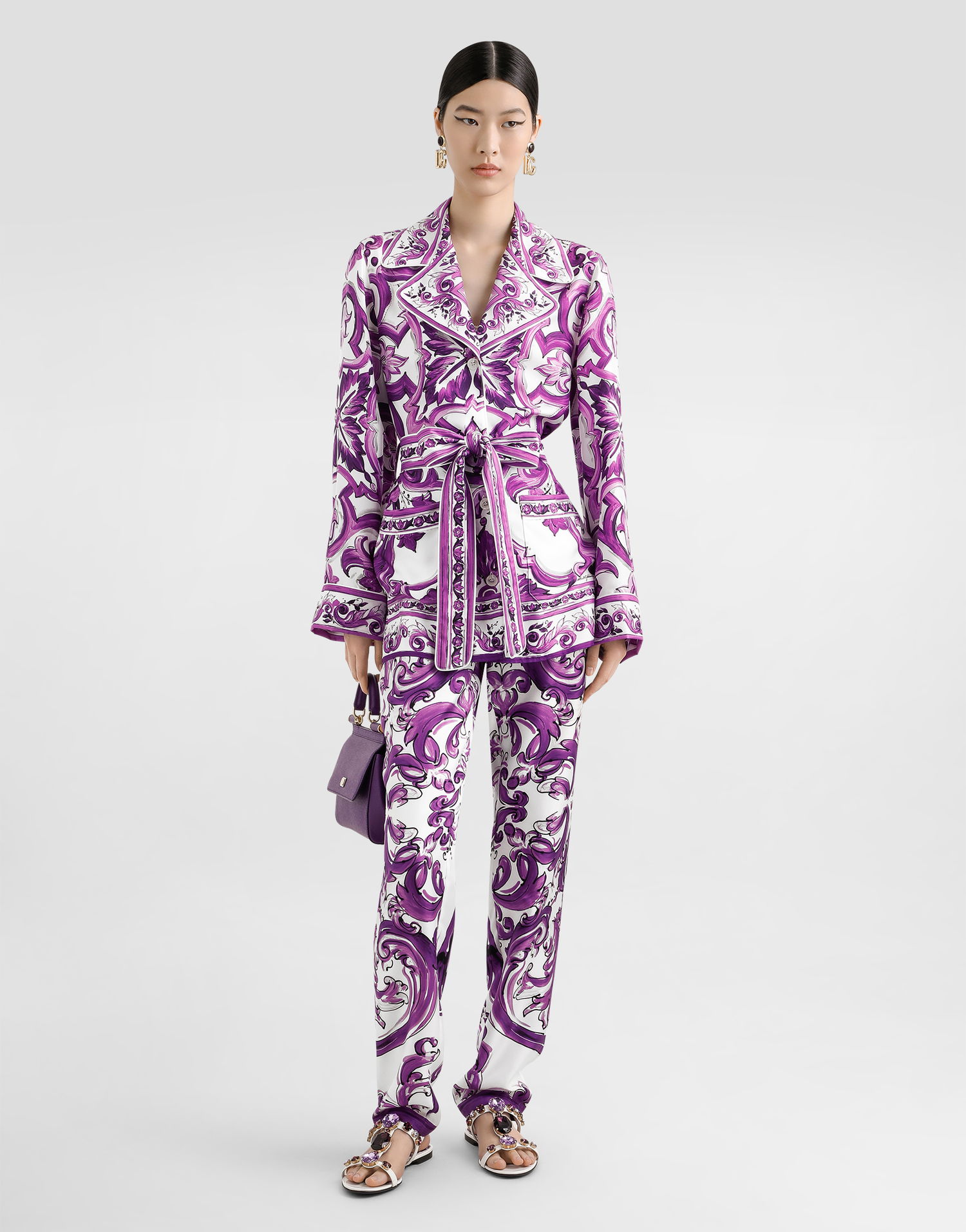 Jakna Dolce & Gabbana Dolce & Gabbana Majolica-Print Twill Jacket Lila | F5Q03THI1TKIP3TN, 1