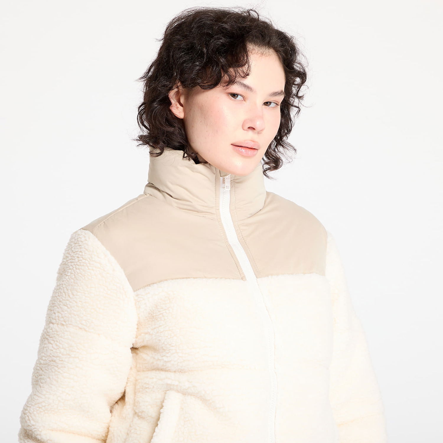 Puhovka Urban Classics Sherpa Mix Puffer Jacket Bež | TB6147-04737, 1