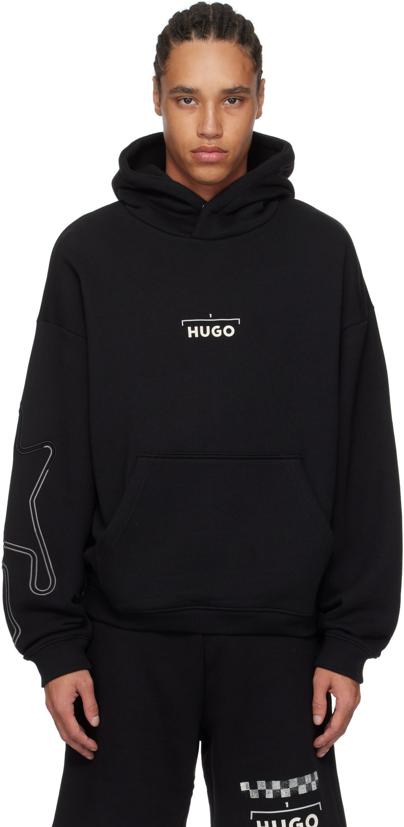 Pulover BOSS HUGO Racing Print Hoodie Črna | 50531738