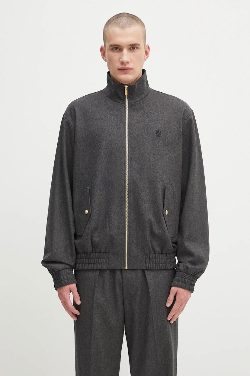 Bomber jakna Drôle de Monsieur Drôle de Monsieur La Trackjacket Flanelle Wool Bomber Jacket Siva | H.JT234.WV008