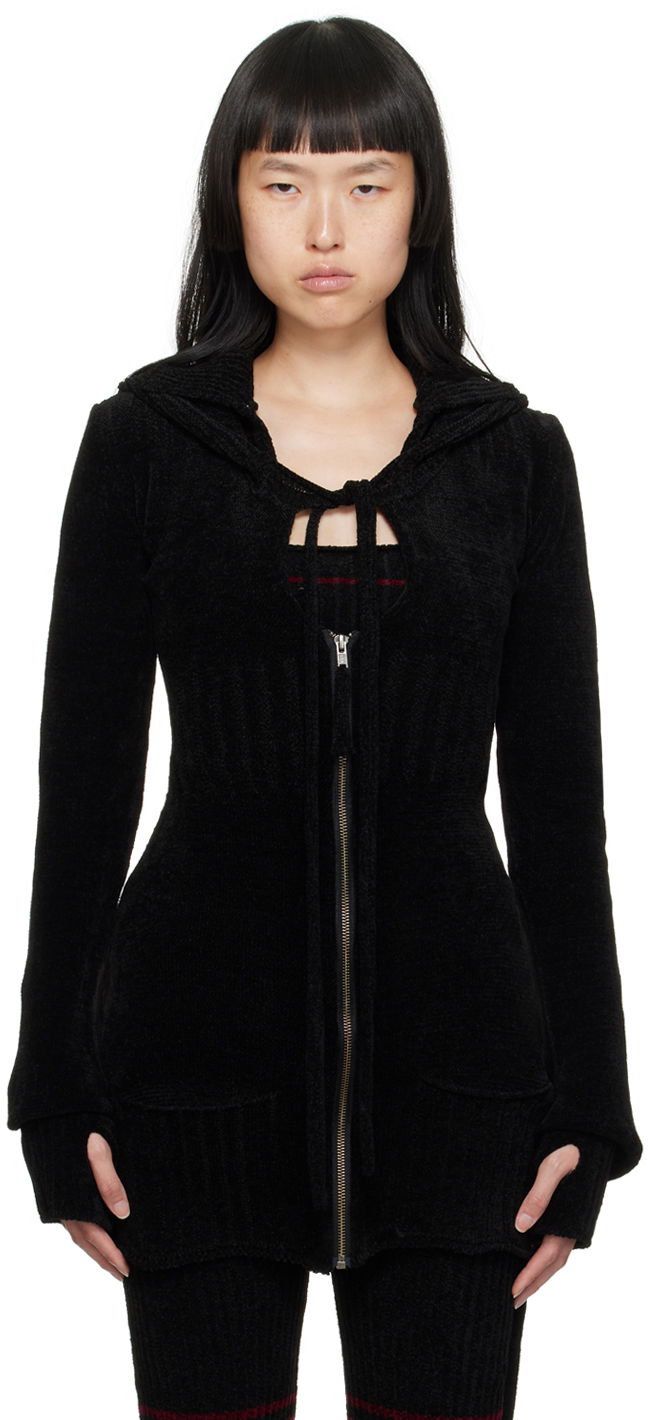 Pleteni pulover Ottolinger Ottolinger Extended Hooded Cardigan Črna | 706702