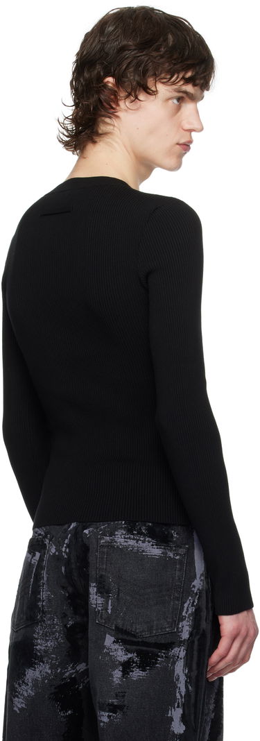 Pleteni pulover Jean Paul Gaultier Jean Paul Gaultier 'The Chevrons' Fitted Sweater Črna | 25/33-F-TO265-M085-00, 2