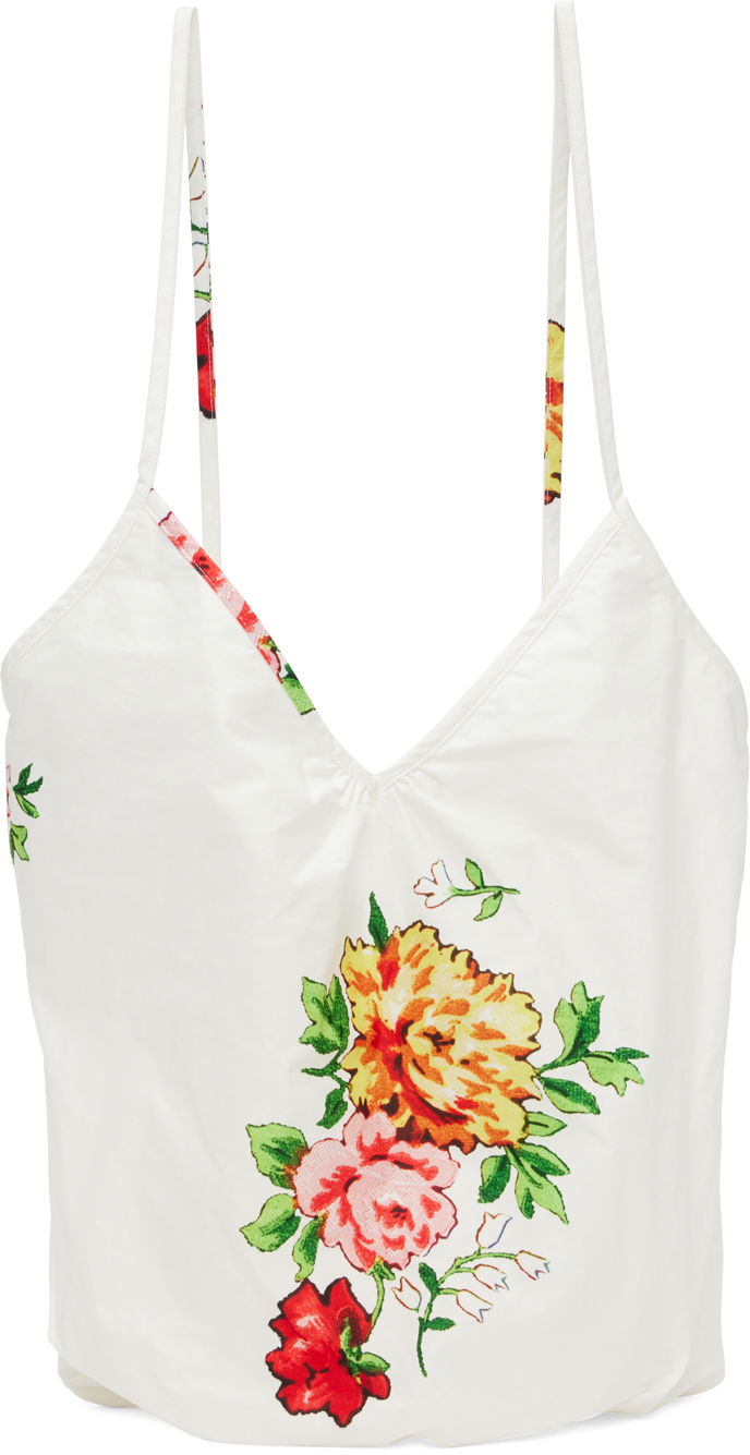 Majica brez rokavov We11done Floral Print Cami Top Bela | WD-AB1-23-483-U-MX