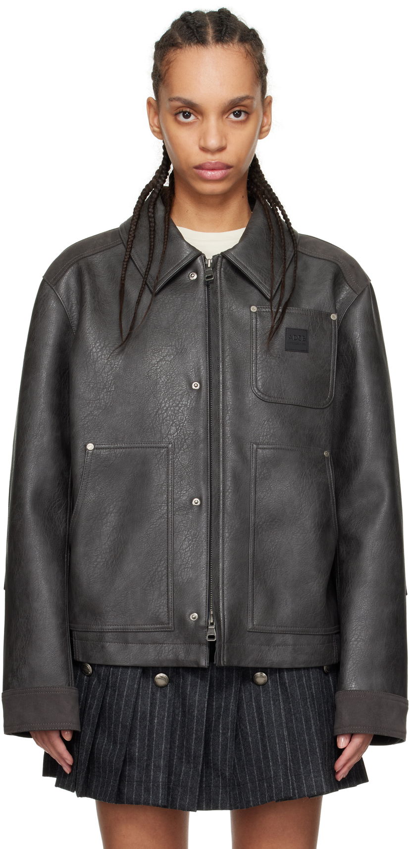 Jakna Andersson Bell Andersson Bell Carpenter Faux-Leather Jacket Siva | awa682m