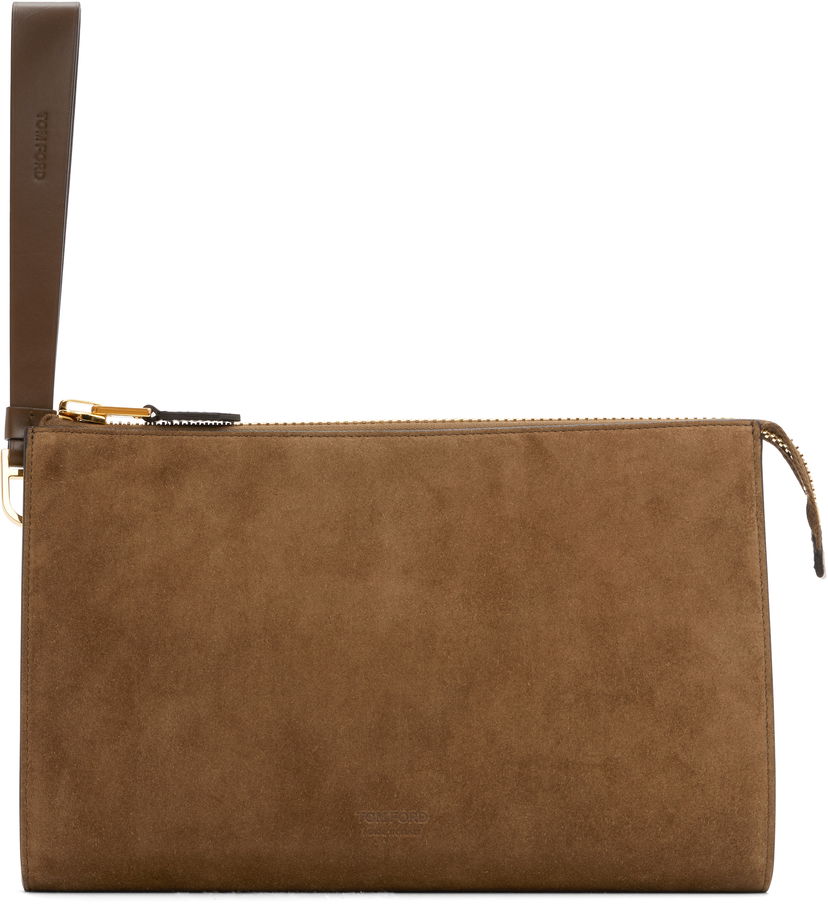 Denarnica Tom Ford Tom Ford Suede Calf Leather Mini Pouch Rjava | H0500-LCL323G