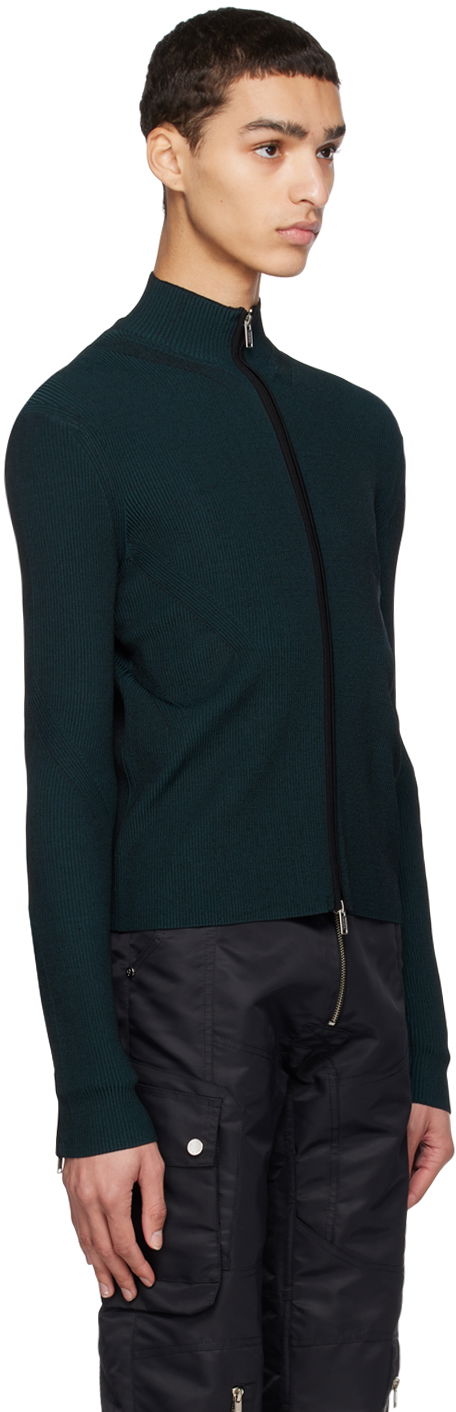 Pleteni pulover Dion Lee Angled Rib Zip-Up Sweater Mornarica | C7153R23, 1