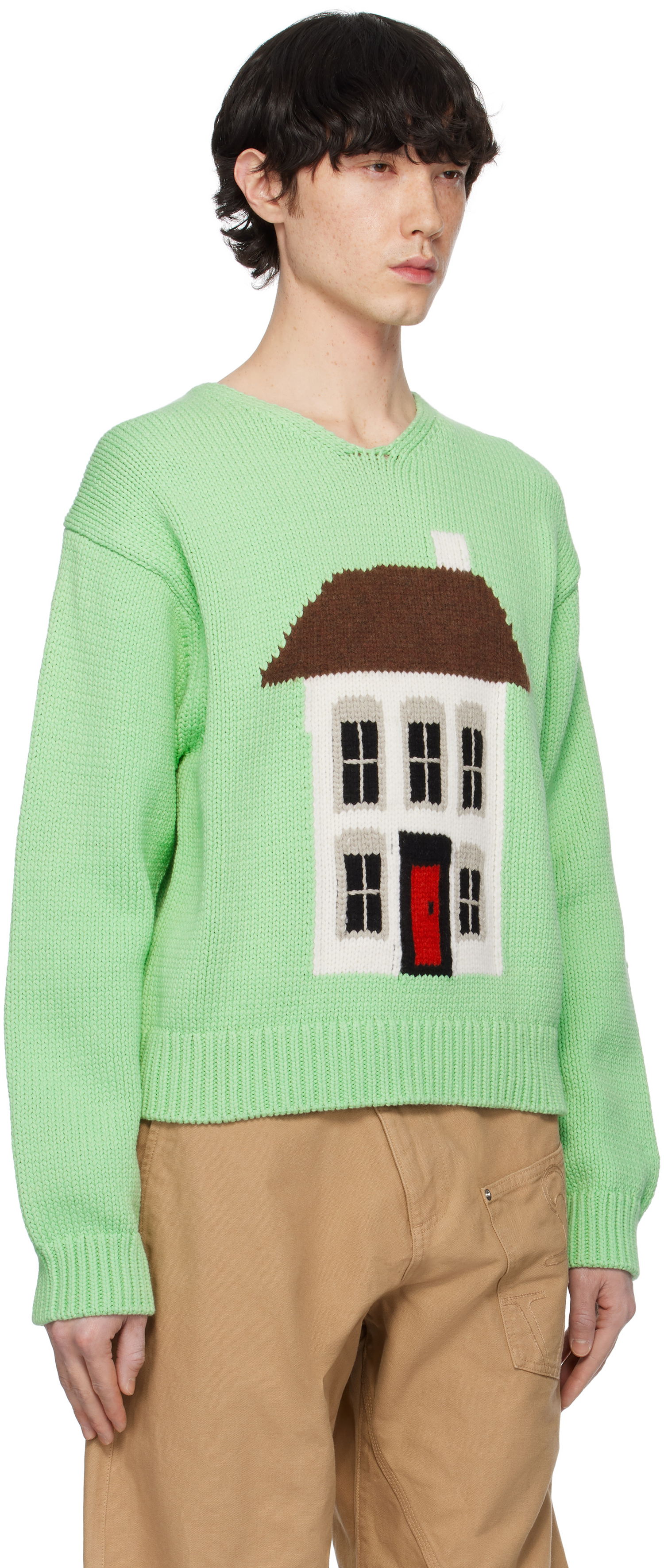 Pleteni pulover JW Anderson JW Anderson House Graphic Sweater Zelena | KW1346-YN0417, 1