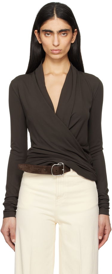 Pleteni pulover TOTEME TOTEME Overlapped Jersey Wrap Top Rjava | 252-WRT0443-FB0162, 0